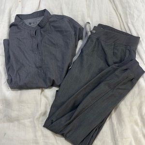 Heather gray FIGS scrub set